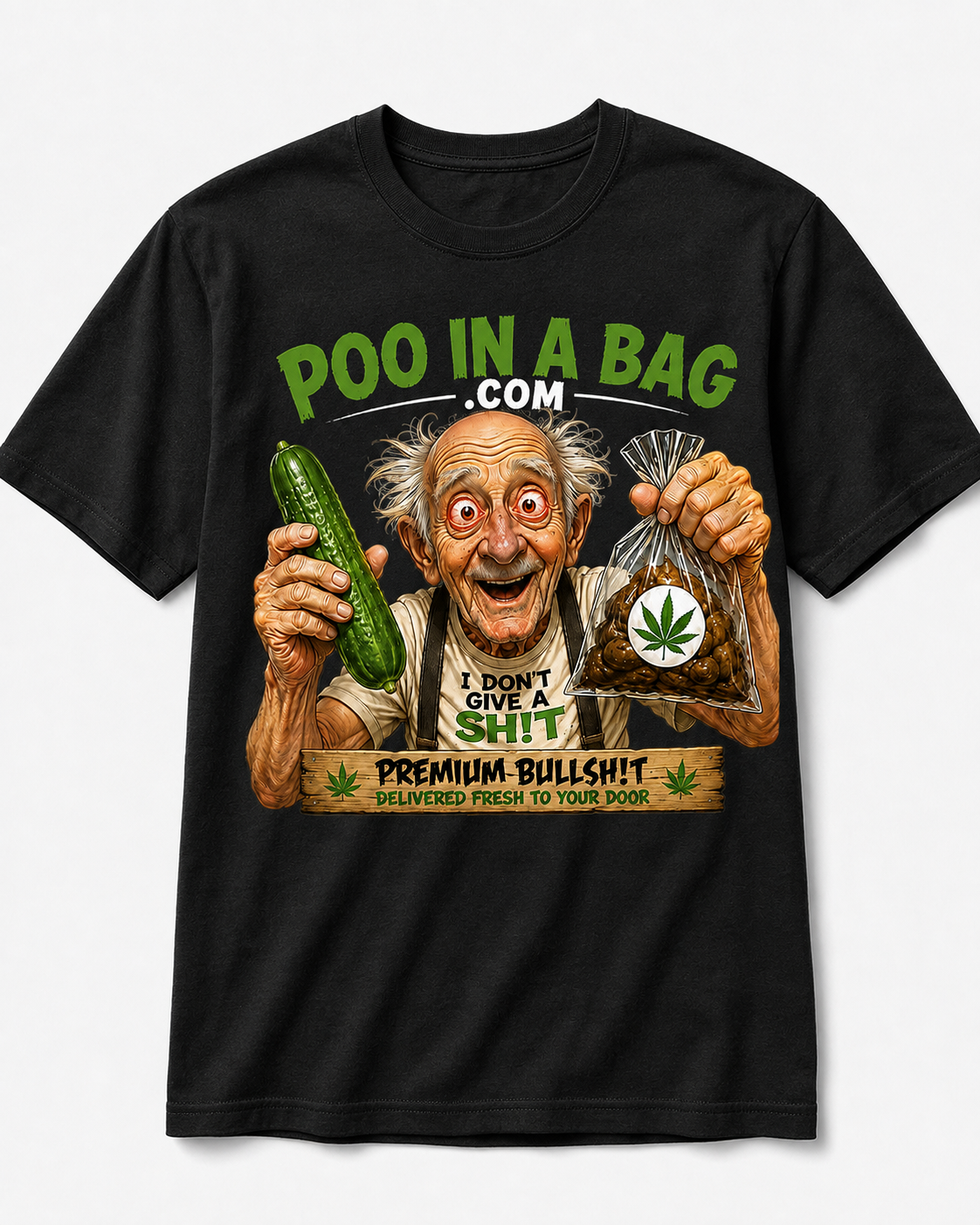 Grandpa black T-shirt with Poo In A Bag .com premium bullsh!t print