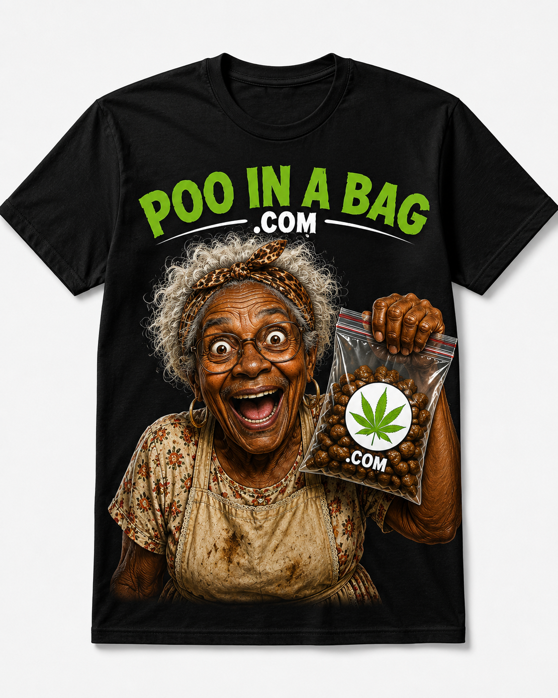Staying Icy black T-shirt with Poo In A Bag .com print